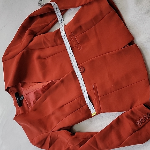 🪵 BURNT ORANGE BROWN SIENNA CARMEL RUST SNATCHED FOREVER 21 BLAZER - Picture 6 of 8